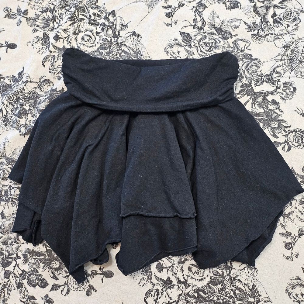 Dolls Kill Current Mood Black Handkerchief Hem Adjustable Length Fairy Skirt - Picture 3 of 9